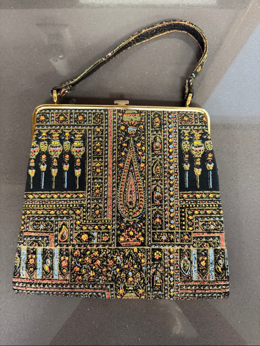 Vintage black patterned Evening Handbag